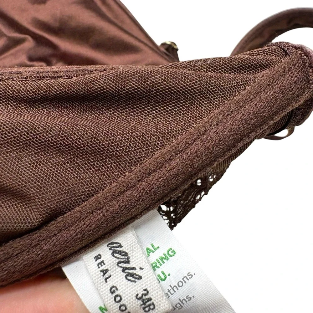 Aerie Womens Corset Balconette Bra 34B Brown Lace Underwire